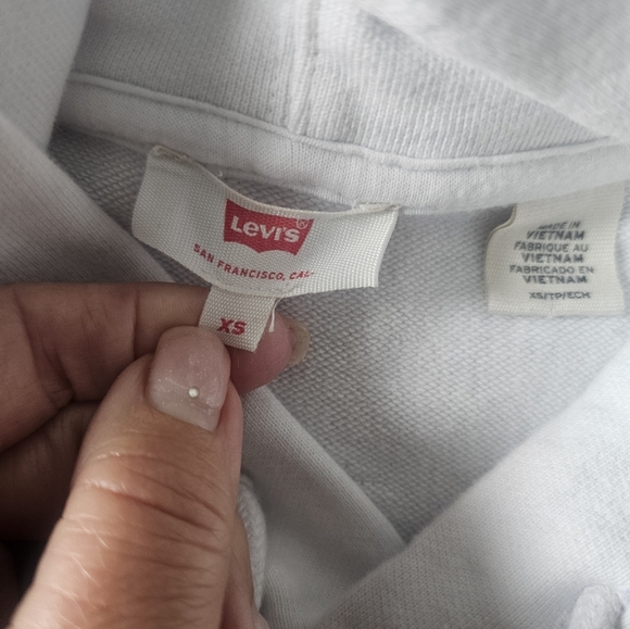 Levi’s XS Colorblock Logo Hoodie White Red Black Pullover Sweatshirt - Picture 6 of 10